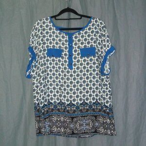 New White & Blue Floral Top